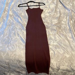 Meshki ribbed chocolate midi dress